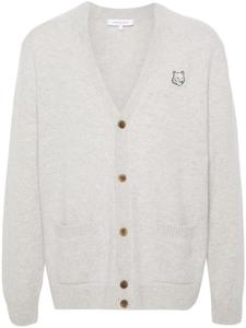 Maison Kitsuné шерстяной кардиган с рисунком лисы, серый