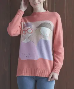 Вязаный свитер с крупным рисунком, 100% шерсть Studio Picone, цвет Light Orange(139)