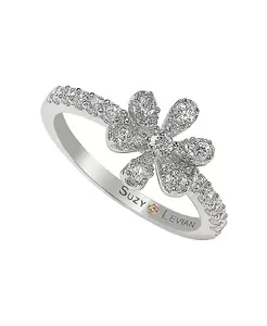 Кольцо Suzy Levian из стерлингового серебра с белыми кубическими цирконами в форме цветка Suzy Levian New York, white