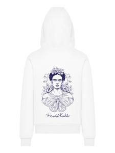 Толстовка с капюшоном Frida Kahlo Butterfly Hoodie белого цвета F4NT4STIC