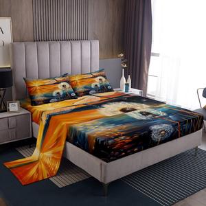 Erosebridal Комплект постельного белья Girls Dragonfly с абстрактным принтом одуванчиков и стрекоз в морской цветовой гамме, Orange Blue White