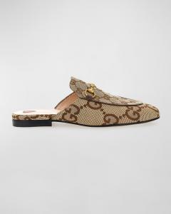 Холстовые лоферы без задника Princetown GG Gucci