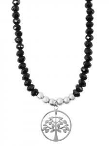 Adeliás Женское ожерелье с подвеской - Древо Жизни из черного стекла