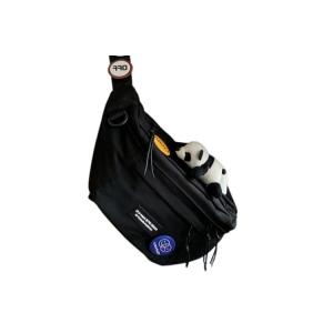 Полиэстеровая поясная сумка кроссбоди унисекс черно-белая KAKAXI