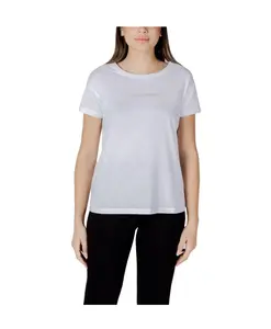 Белая хлопковая футболка с круглым вырезом Armani Exchange, белый