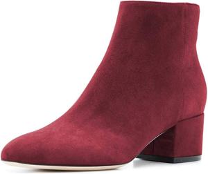 Женские удобные ботильоны FSJ с низким толстым каблуком, круглым носком и боковой молнией, размер 4-15 US, Wine Red