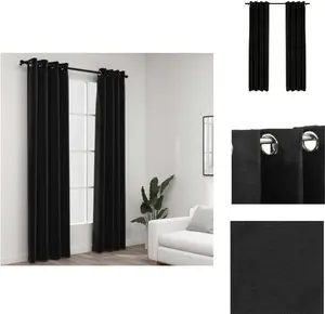 Плотные шторы , льняные, 2 шт., антрацит, 140x225 см - Шторы и портьеры vidaXL