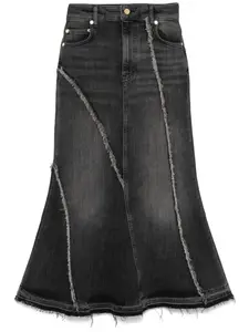 Юбка миди с бахромой GANNI, черный