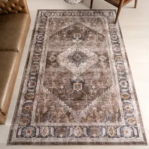 Ковер Prudence Medallion Spill Proof Area Rug nuLOOM, 122x183 см, коричневый