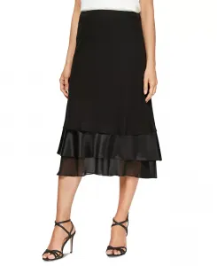 Женская юбка из шифона с многоярусным атласным подолом Alex Evenings, черный