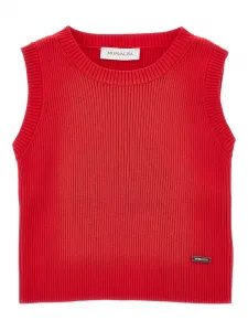 Топ в рубчик с логотипом Monnalisa, красный