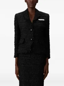 Твидовый блейзер с оборванными лентами Thom Browne, черный