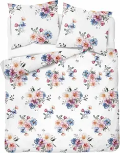 Постельное белье, фланелевое, теплое, зимнее 200х220 5629a Разноцветные цветы Detexpol