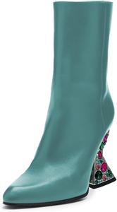 Женские стильные ботильоны YDN с закрытым носком, средней высоты до икры, с декоративными стразами, высокие каблуки, боковая молния, удобные для вечеринок и повседневной носки, размер 4-16 US, Sky Blue