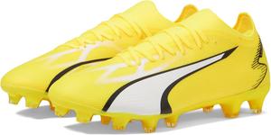 Футбольные бутсы Puma Mens Ultra Match FG, белый/черный/желтый