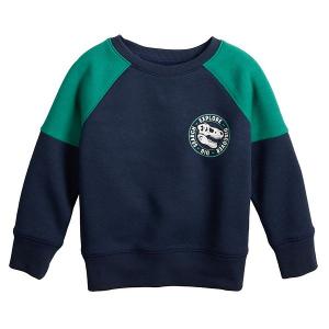 Детский флисовый свитер с регланными рукавами и цветными блоками Jumping Beans, Navy Dino Dig