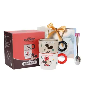 Кружка Disney, Mickey Mouse Minnie Mouse Coffee Cup Set Of 2+Spoon Set Of 2+Shopping Bag