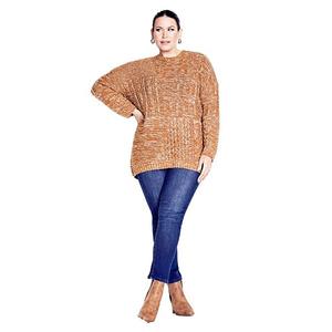 Женский свитер с кабельным узором и удлиненными плечами Charli plus size Avenue, Cinnamon