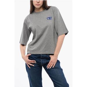 Футболка из однотонного хлопка с круглым вырезом Off-White, Gray