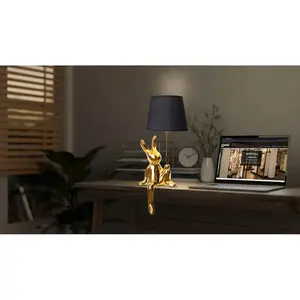 Настольная лампа näve Helge Hase E14 1 шт. Пасхальный кролик, керамическая база, текстильный абажур черного цвета, Пасха, настольная лампа Näve, золотой