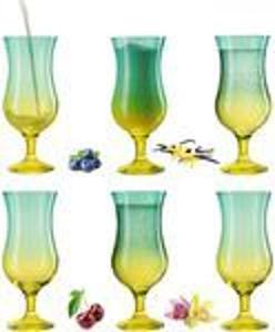 Коктейльные бокалы PLATINUX Зелено-желтый набор из 6 разноцветных стаканов по 400 мл (макс. 470 мл) Бокалы для лонг-дринков Бокалы для вечеринок Стаканы-ураганы, большие, зеленый