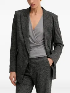 Пиджак в тонкую полоску с заостренными лацканами BOSS, серый