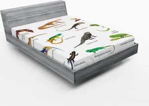 Простыня на резинке ABAKUHAUS Рептилии, рисунок Семейство ящериц, простой фон, примитивный камуфляж, экзотические существа, 150 x 190 см, разноцветная Abakuhaus