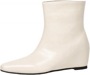 Женские ботильоны DEERBUNNY с скрытой танкеткой, удобные, с квадратным носком, короткие, на низком каблуке, без шнуровки, White