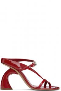 Красные босоножки на скульптурном каблуке с ремешками Dries Van Noten