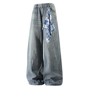 Джинсы Unisex Moderate Straight Fit X1617, vintage синий pants+красный square scarf