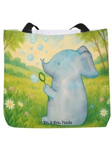 Сумка-шоппер с рисунком слона и мыльного пузыря без слогана, белого цвета Mr. & Mrs. Panda