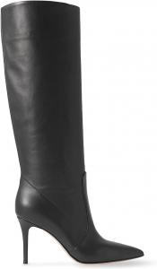 Женские сапоги FOWT с широким голенищем до колена, на невысоком каблуке, с острым носком, длинные сапоги, без застежки, повседневные, для осени, удобные, мягкие для ходьбы, размеры 4-16 US, Black