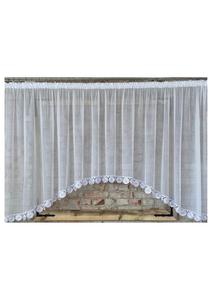 Штора готовая 600х140, вуаль белая, цветок гипюра 15см. FirankoMania