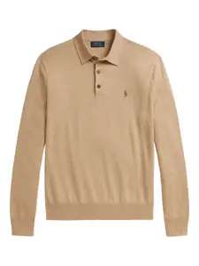 Джемпер с длинными рукавами и воротником поло Polo Ralph Lauren, карамельный