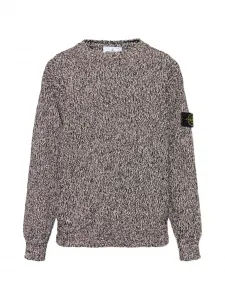 Свитер с круглым вырезом и нашивкой-логотипом Stone Island, бежевый