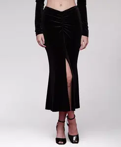 Женская бархатная миди-юбка на резинке Avec Les Filles, черный