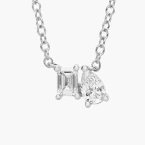 Подвеска с бриллиантами, изумрудом и грушевидной огранкой из 14-каратного белого золота (3/8 карата) Blue Nile