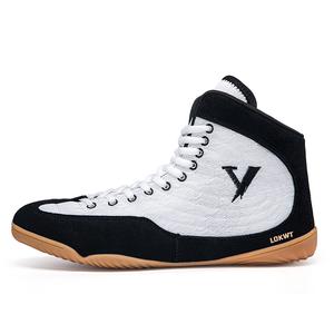 LOKWT Амортизирующие дышащие нескользящие полувысокие тренировочные кроссовки мужские бело-черные, цвет White Black