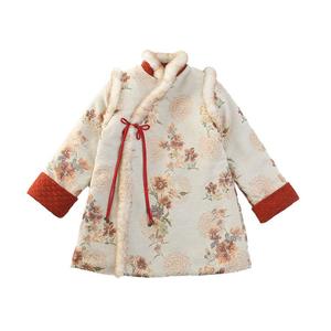 Детское платье с меховым воротником PROTECTCAMEL, оранжевый