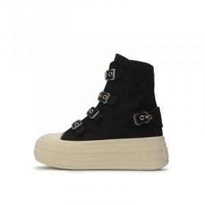 AFJI Женские высокие скейтерские кеды черные со скрытой платформой, цвет Black (Hidden Wedge)