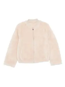 Бомбер с манжетами в рубчик Liska, бежевый