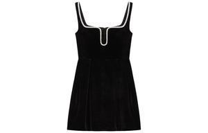 Велюровое платье-мини с запахом Self-portrait, черный