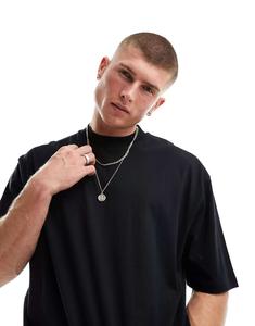 Черная оверсайз-футболка с высоким воротником и высоким воротником ASOS