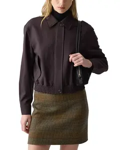 Укороченная спортивная куртка из шерстяной смеси. Theory, коричневый