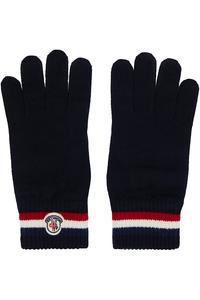Moncler Темно-Синие трехцветные шерстяные перчатки