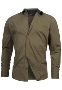 Рубашка на пуговицах классического кроя INDICODE JEANS Kamby, оливковый