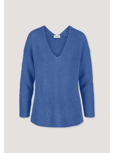 Вязаный пуловер Hessnatur свободного кроя из чистой альпаки василькового цвета