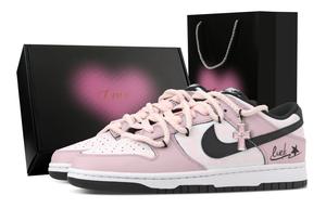 Nike Кроссовки для скейтбординга Dunk Lucky Star Heart Box, износостойкие, унисекс, черные, розовые