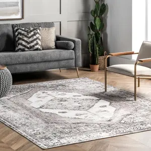 Ковер Gladys Vintage Medallion Area Rug nuLOOM, 122x183 см, светло-серый