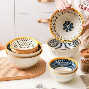 Ceramics Стильная японская керамическая глубокая тарелка для супа с одной ручкой, 8 дюймов, Nordic, цветная